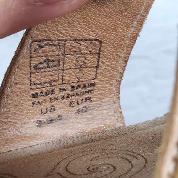 Taos Women’s Eleanor US9-9,5 Camel Leather Banded Wedge Strappy Sandals - Picture 13 of 13